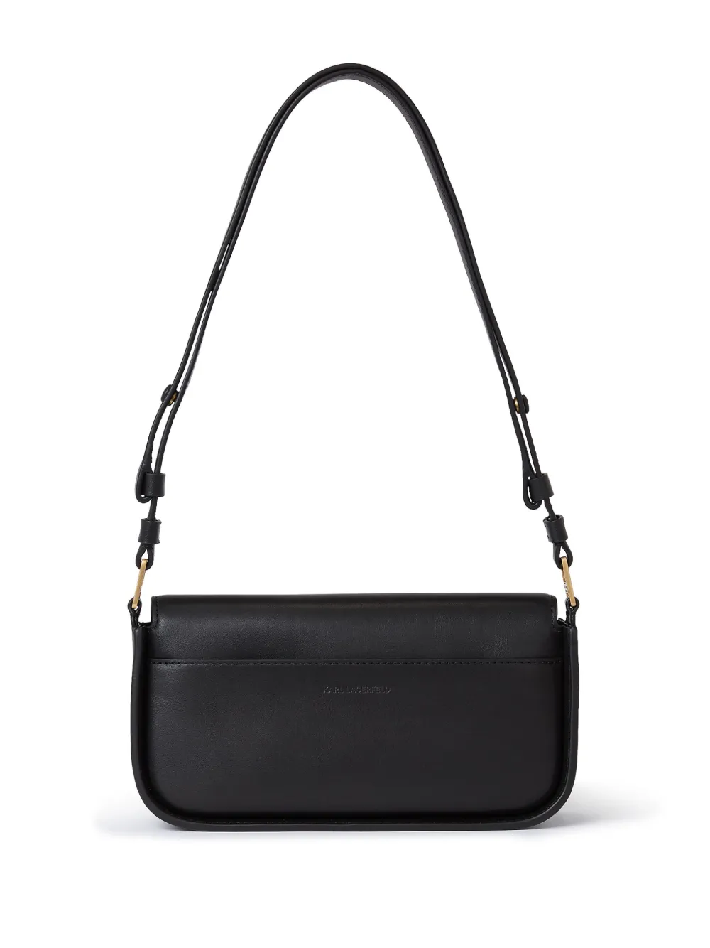 Karl Lagerfeld Signature leren schoudertas Zwart
