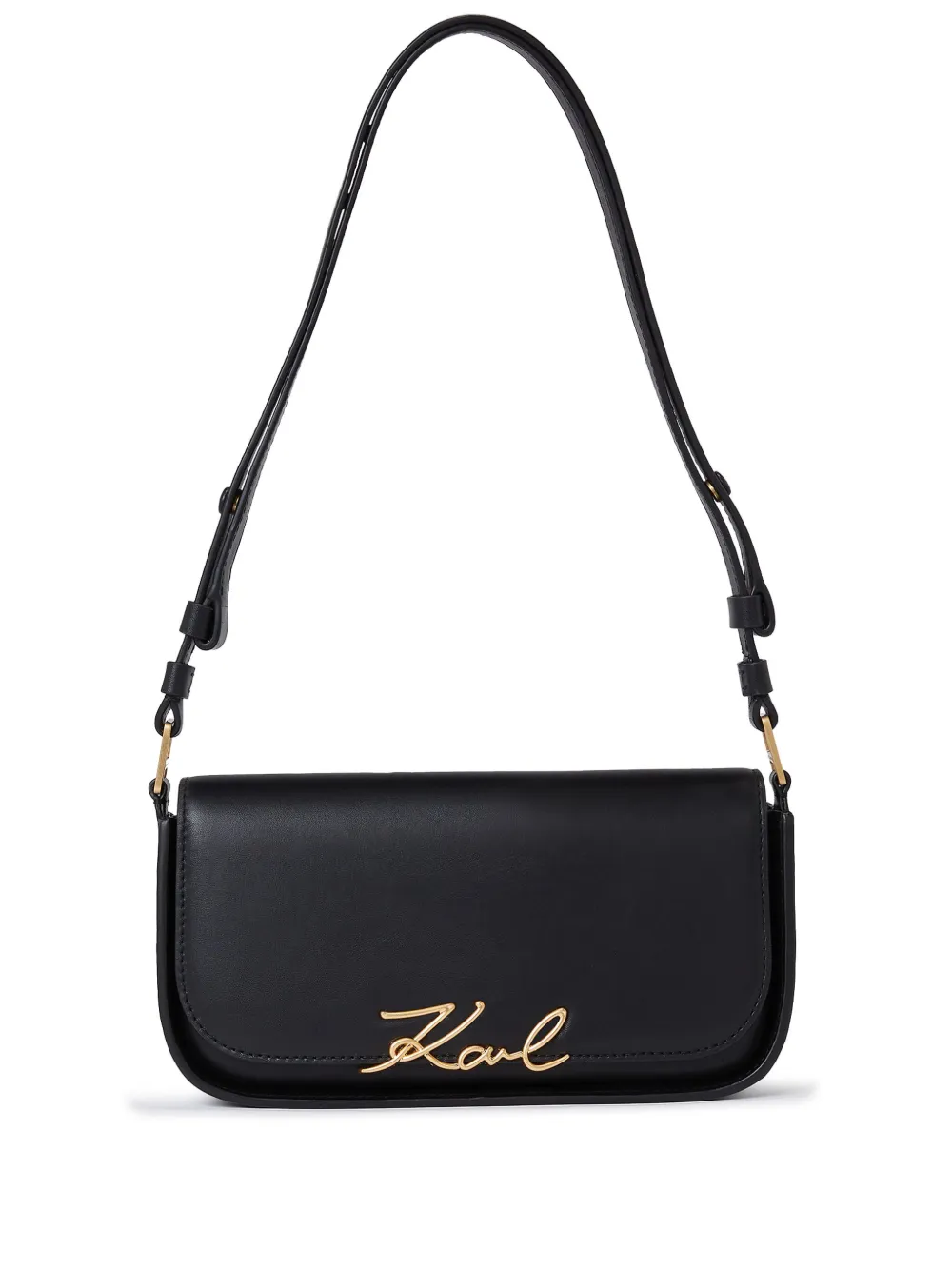 Karl Lagerfeld Signature Leather Shoulder Bag In 1as