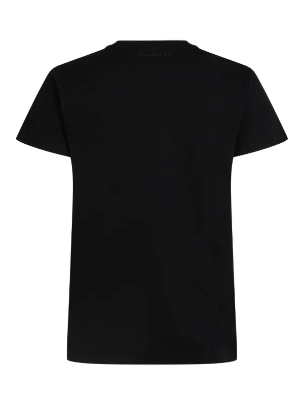 KARL LAGERFELD ロコフリントTシャツ KM755148552221 990BLACK Karl Lagerfeld rhinestone-embellished T-shirt | Black | FARFETCH