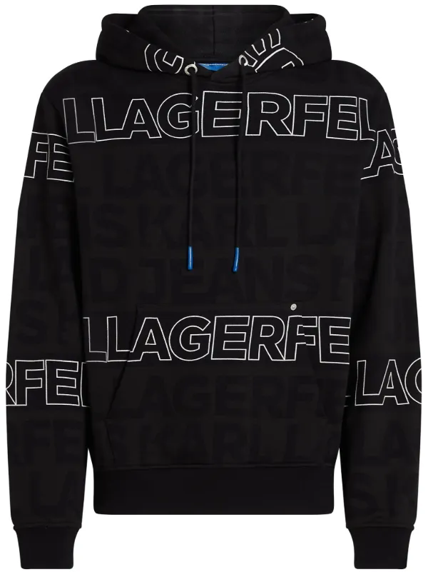 Karl Lagerfeld Jeans logo embroidered Hoodie Black FARFETCH IL