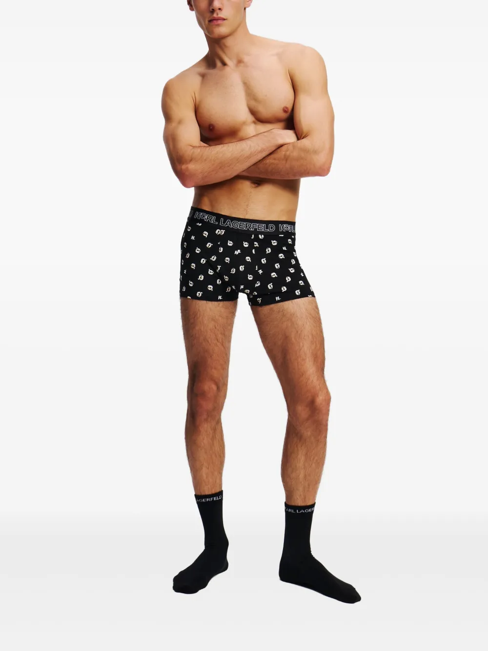 Karl Lagerfeld Ikonik Karl motif boxers - Zwart