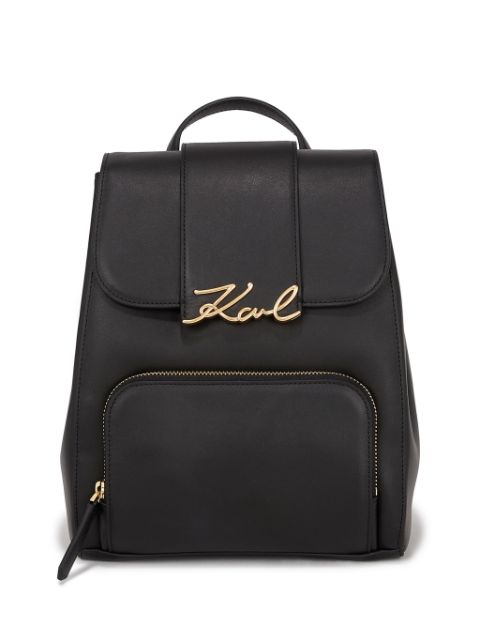 Karl Lagerfeld logo-plaque leather backpack WOMEN