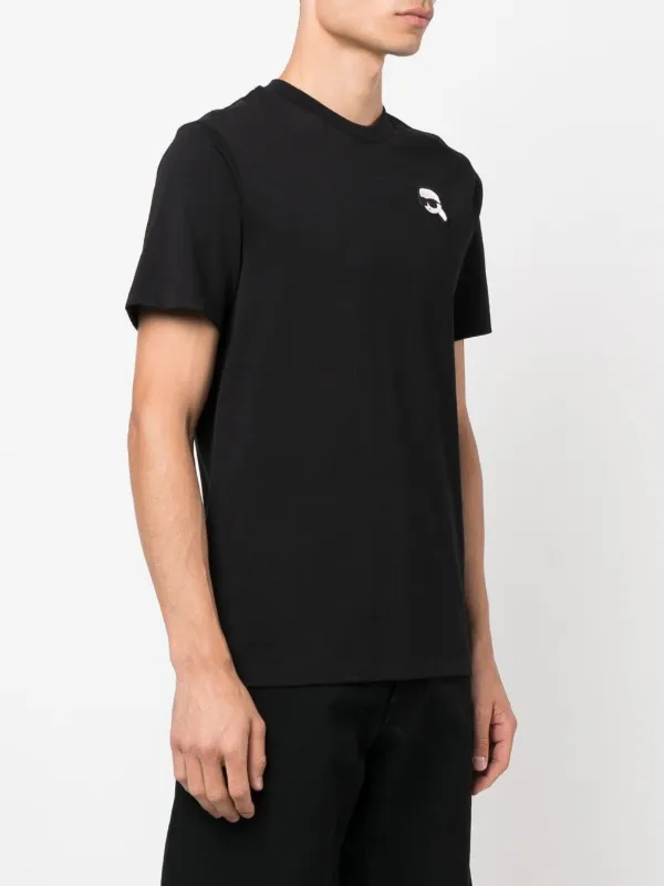 Tシャツ・カットソー KARL LAGERFELD Men Tops 705053512910990 Black Karl Lagerfeld logo-print T-shirt | Black | FARFETCH