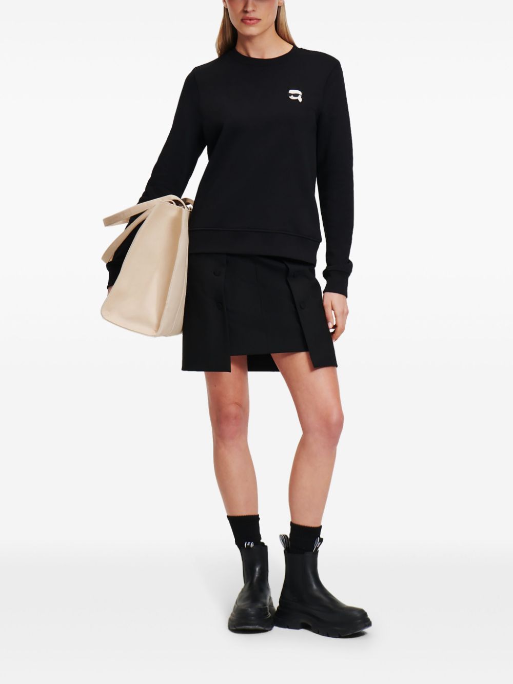 Karl Lagerfeld Sweater met Ikonik patch - Zwart