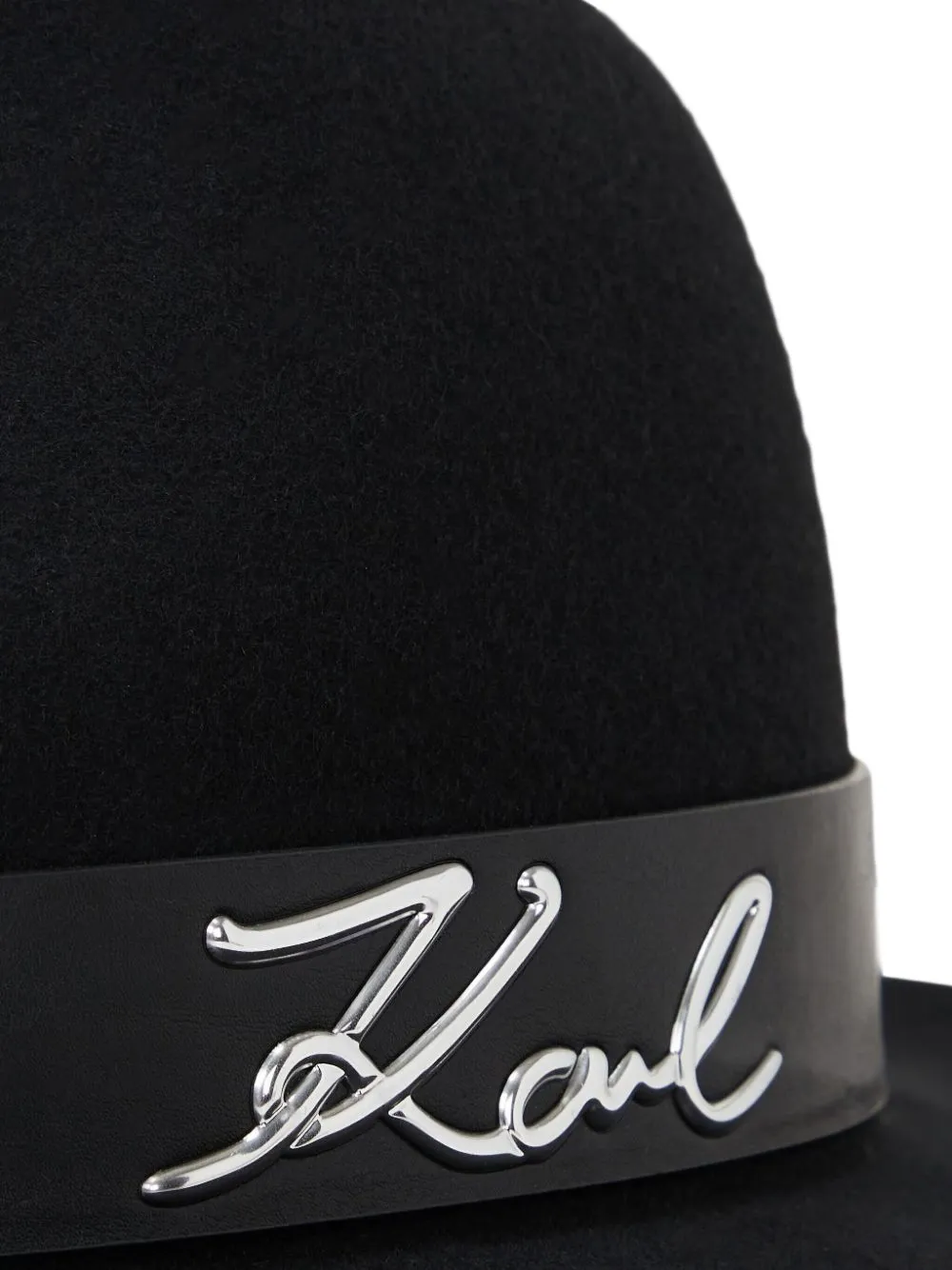 Karl Lagerfeld Paris Black Wool Fedora Hat with Pearl Trim – Elegant Chic Karl Lagerfeld Signature Fedora Hat | Black | FARFETCH main image 2
