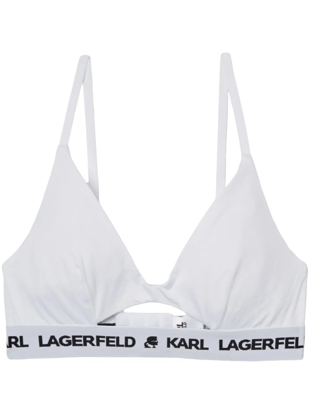 Shop Karl Lagerfeld Logo-underband Peephole Bra In 100 White