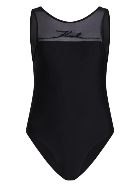 Karl Lagerfeld logo-embroidered swimsuit