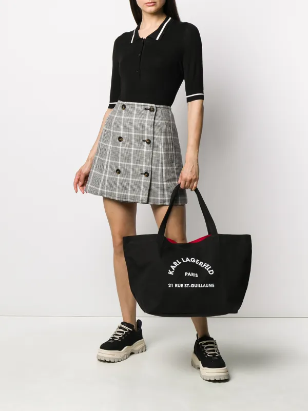 Karl Lagerfeld Rue St-Guillaume Canvas Tote Bag | Black