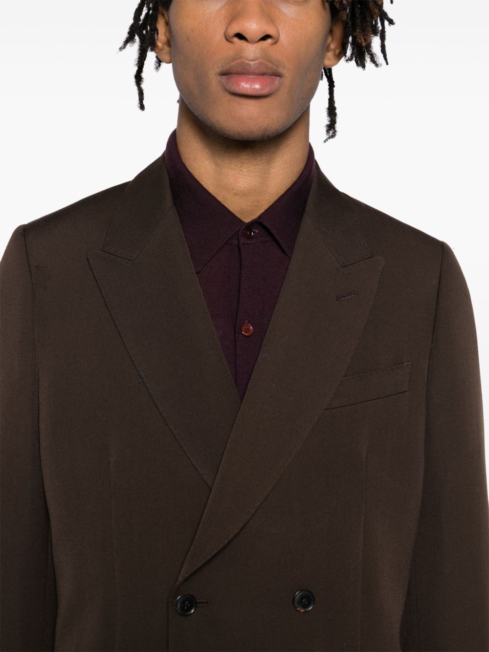 Shop Paul Smith Double-breasted Blazer In Brown