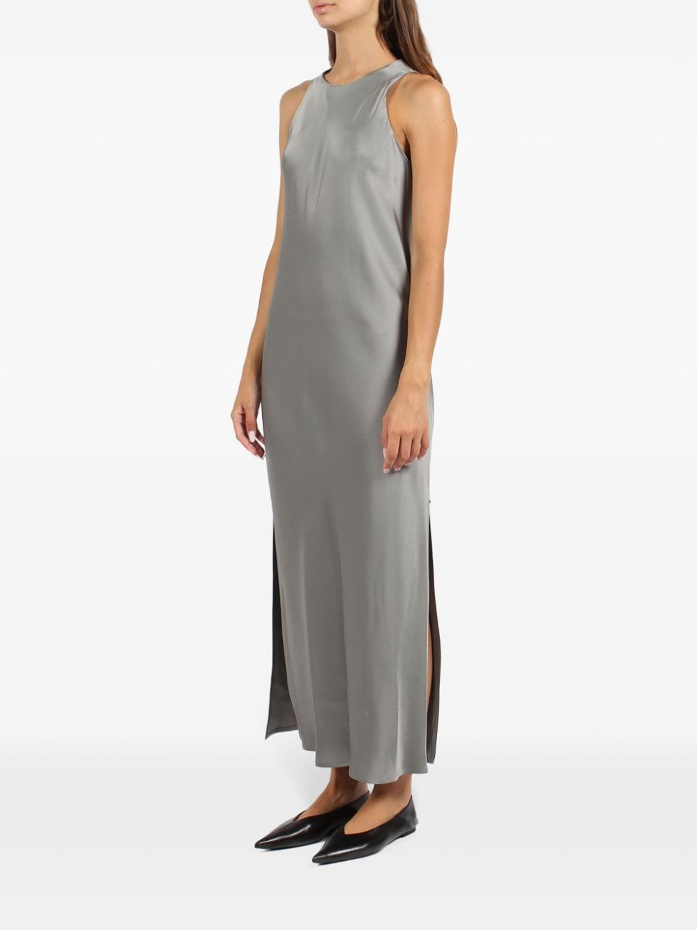 Shop Herno Satin Dress In Grey