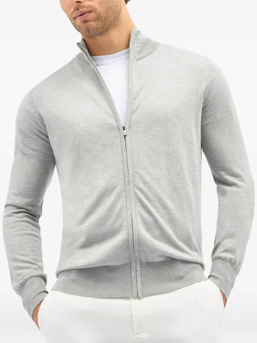 Brooks Brothers Trui met hoge hals en rits - Grijs