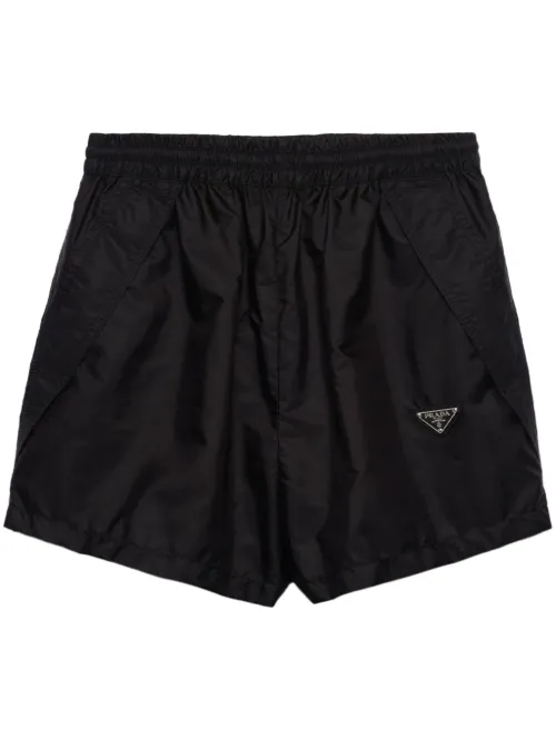 Prada short à plaque logo - Noir - Prada - Modalova