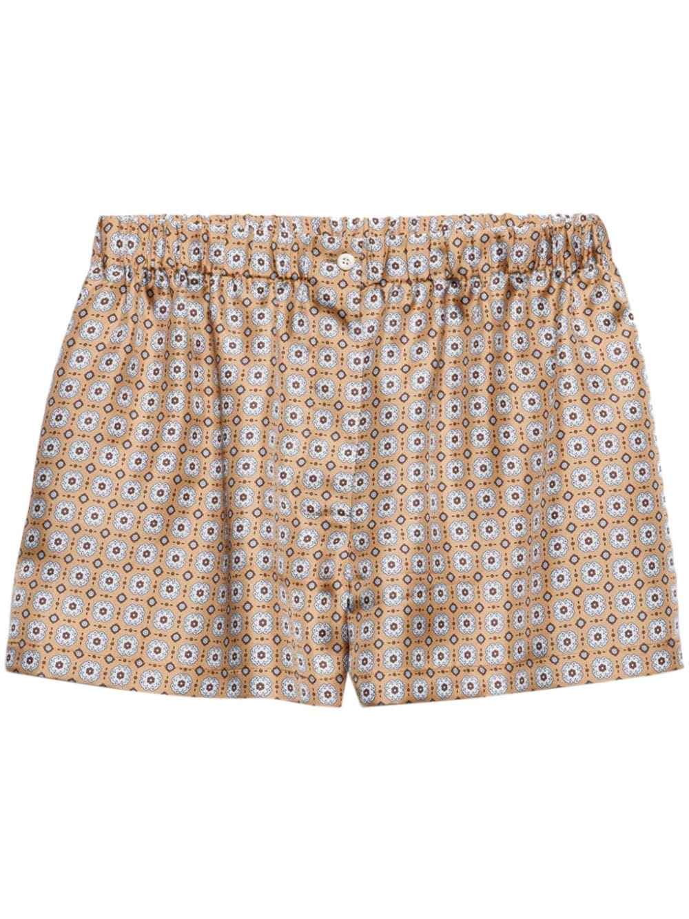 Prada geometric-print mini shorts - Brown