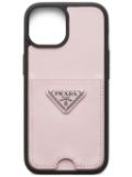 Prada triangle logo iPhone 15 case - Pink