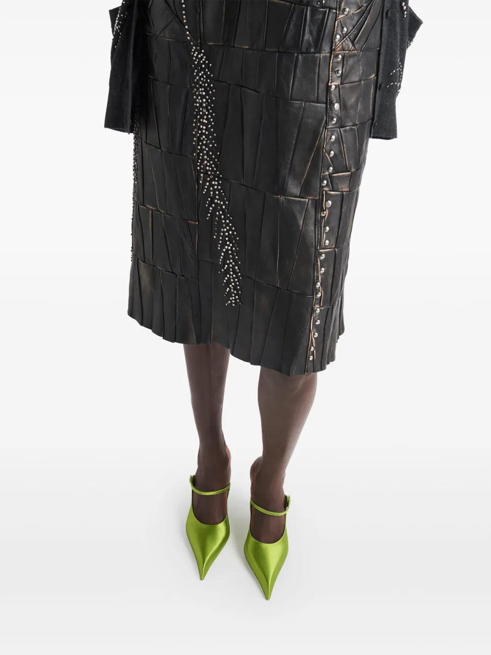 Prada Mdi-jurk met patchwork Zwart