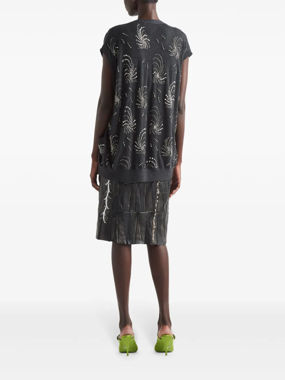 Prada Mdi-jurk met patchwork Zwart