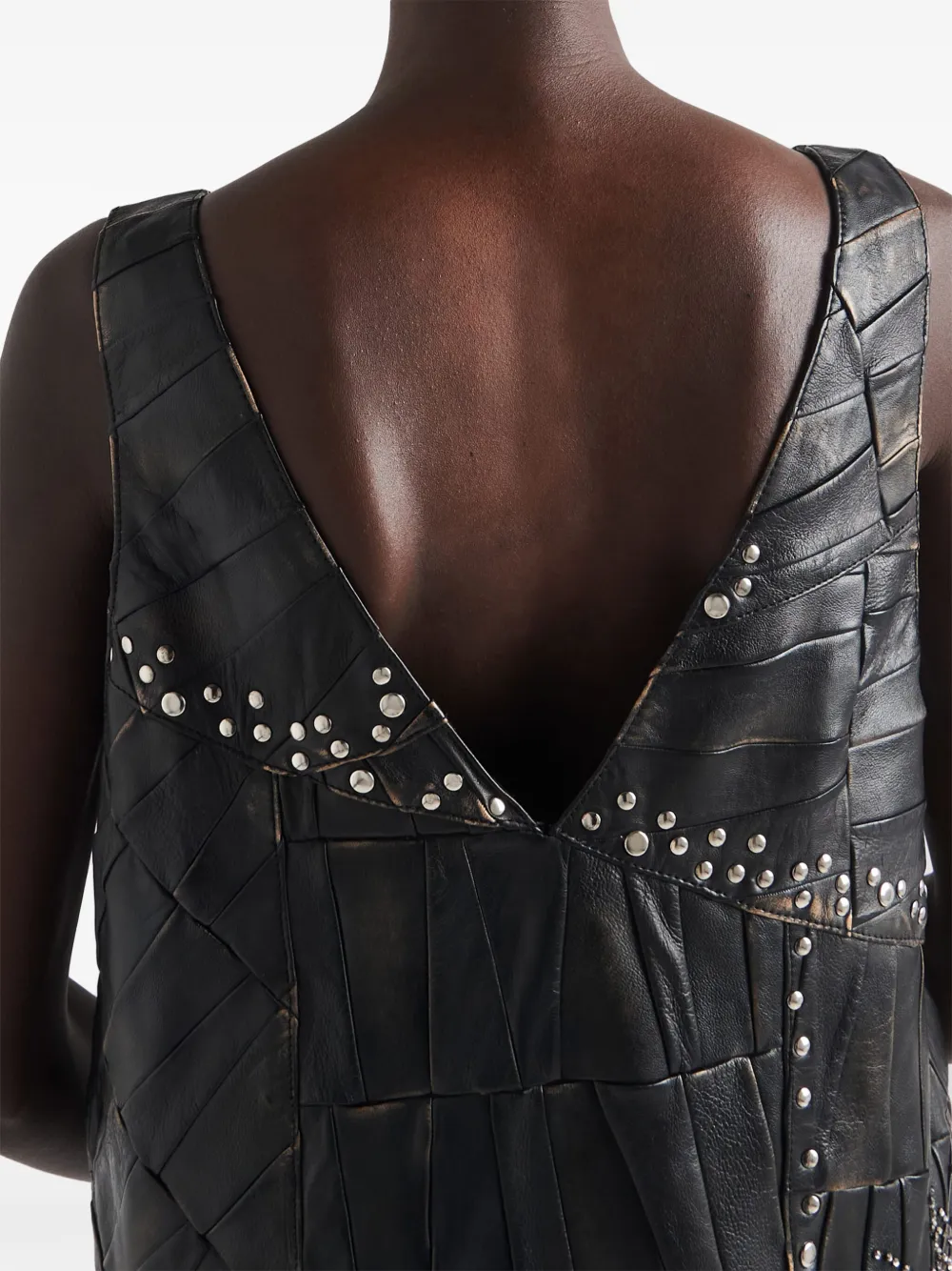 Prada Mdi-jurk met patchwork Zwart