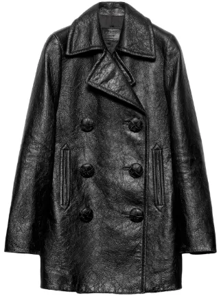 Prada レザーコート | ブラック | FARFETCH JP