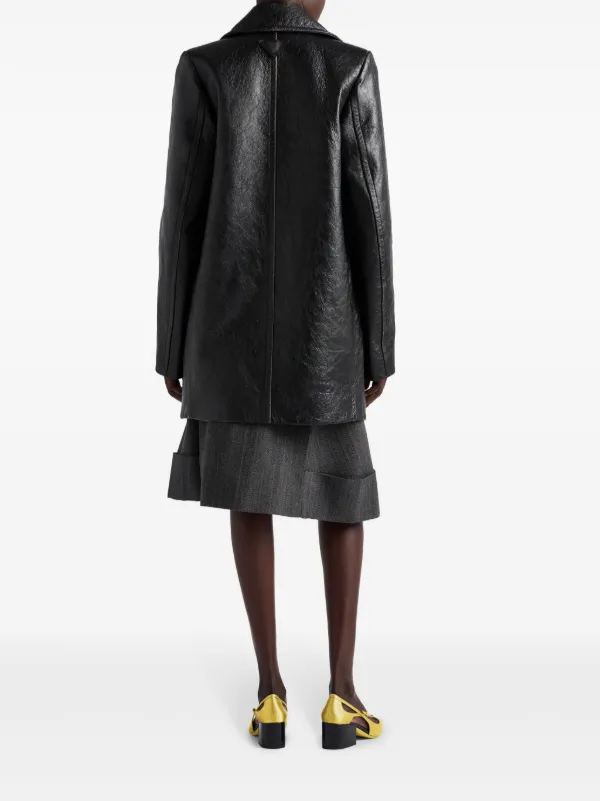 Prada レザーコート | ブラック | FARFETCH JP