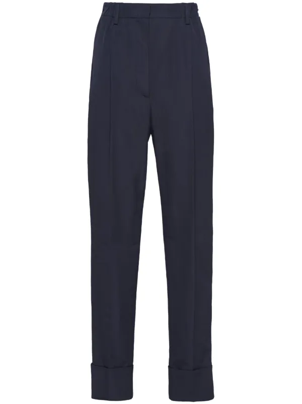 Prada Pressed-crease Tailored Trousers in Blue