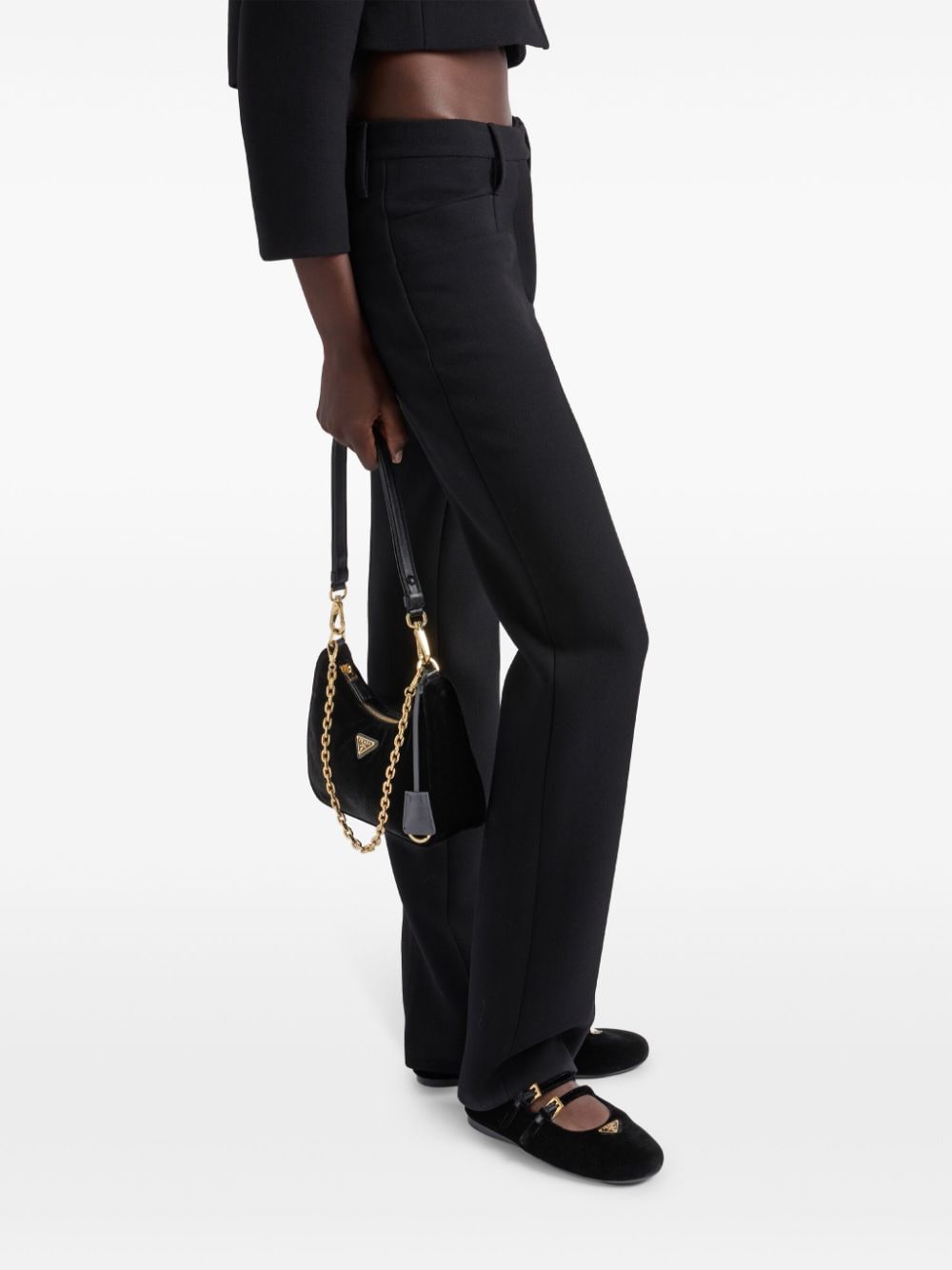 Shop Prada Natté Straight Trousers In Black