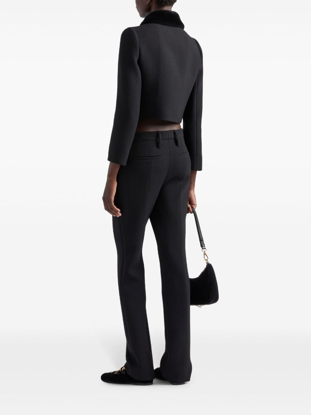 Shop Prada Natté Straight Trousers In Black