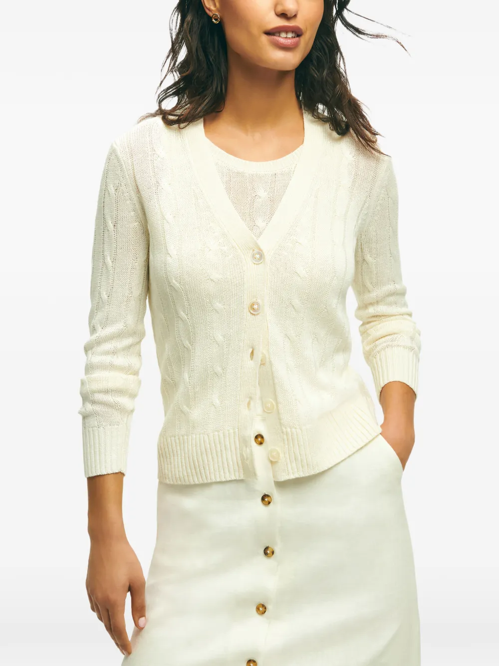 Brooks Brothers cable-knit buttoned cardigan - Toni neutri