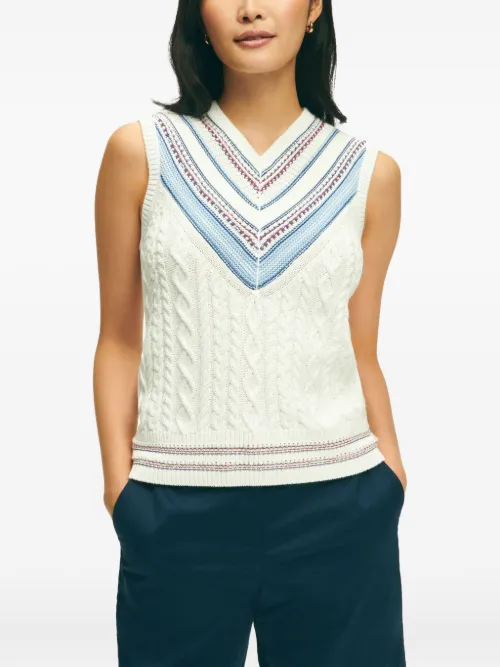 Pull sans manches à col v - Brooks Brothers - Modalova