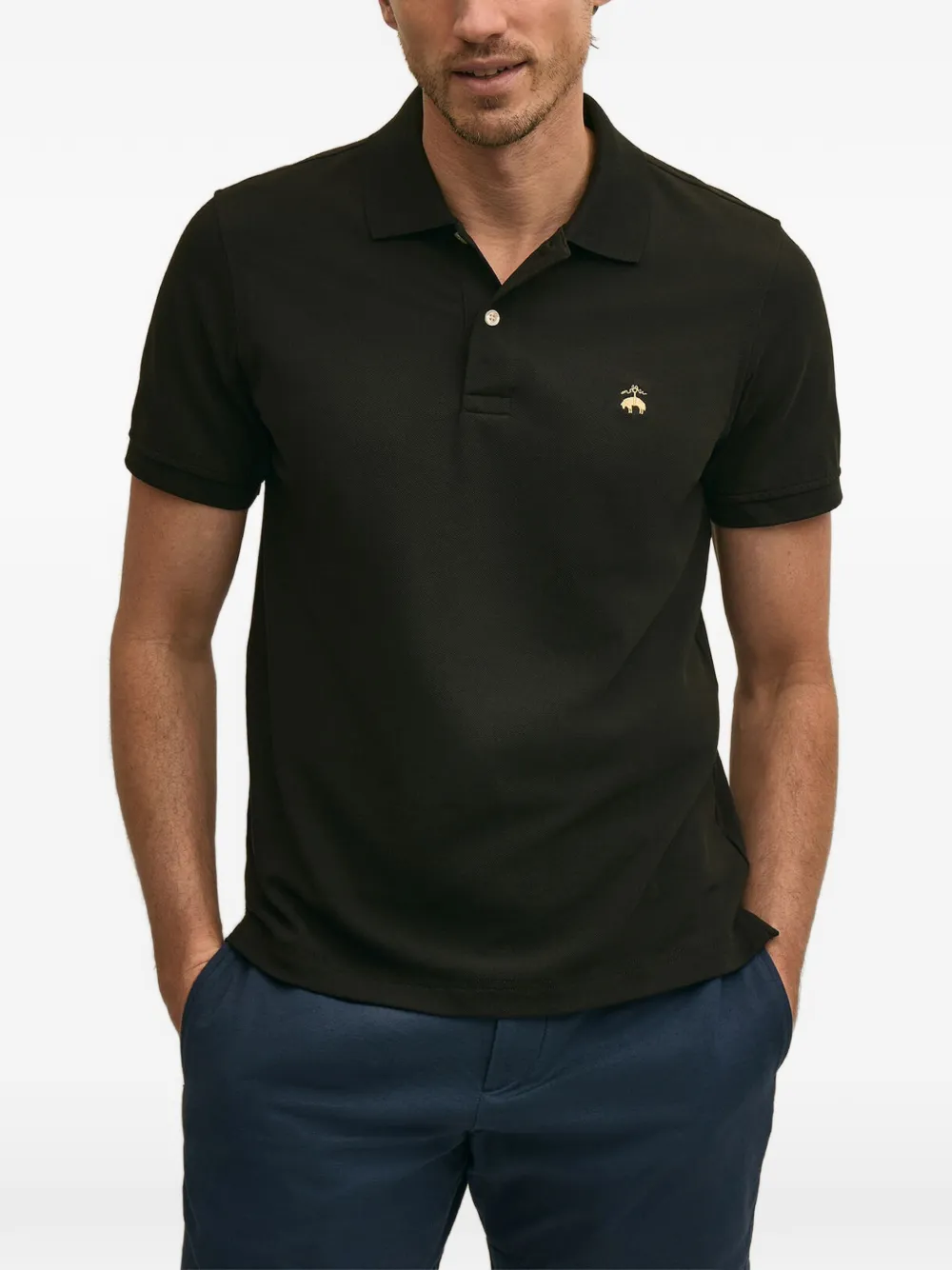 Brooks Brothers Poloshirt met geborduurd logo Zwart