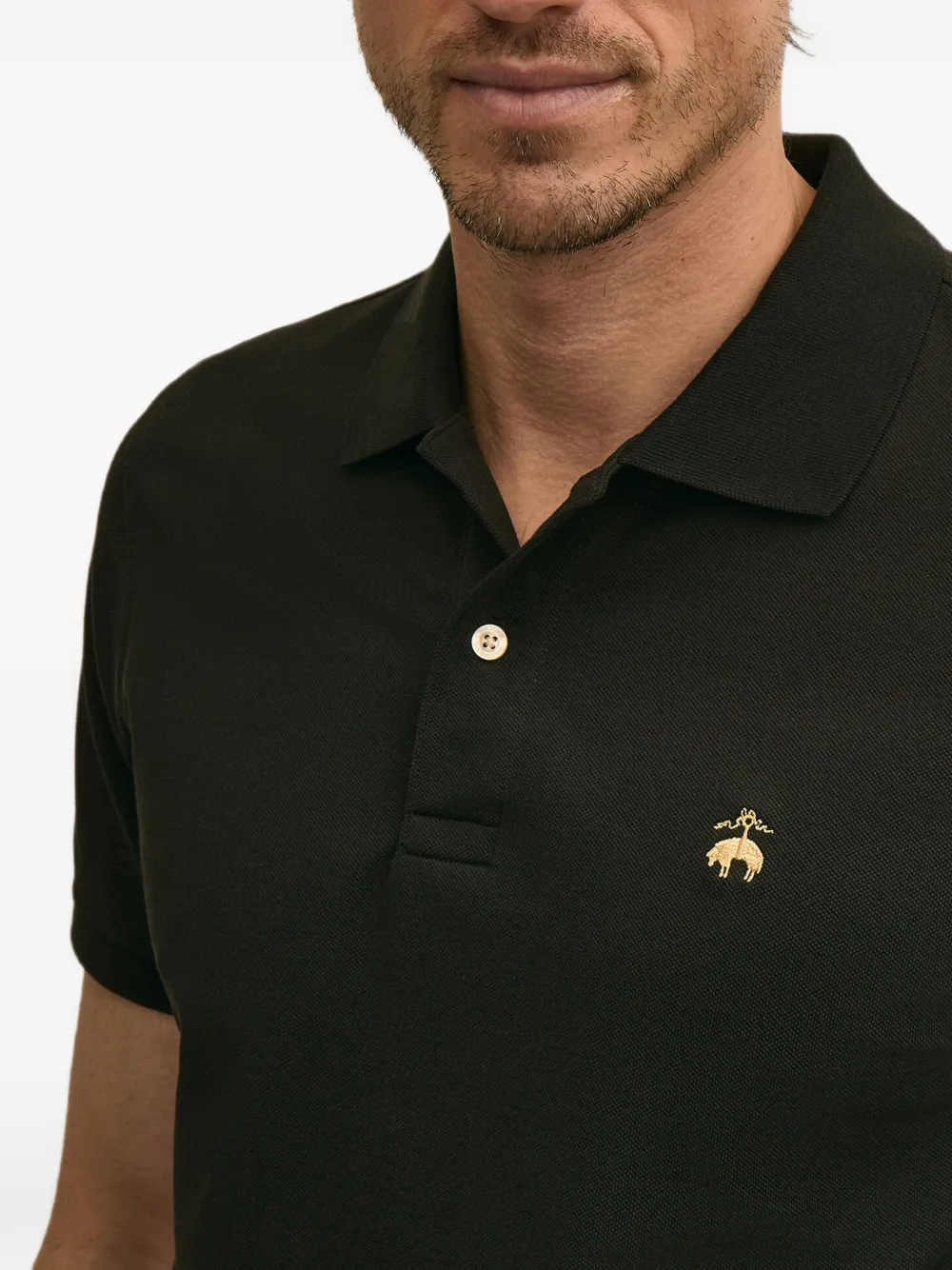 Brooks Brothers Poloshirt met geborduurd logo Zwart