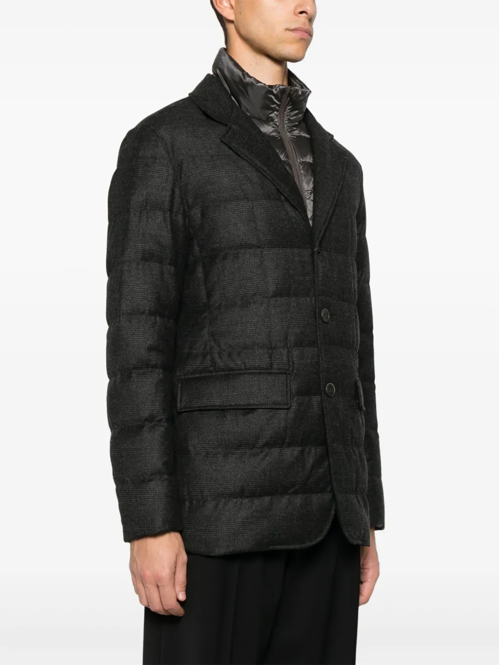 Herno Checked Puffer Jacket In Grey