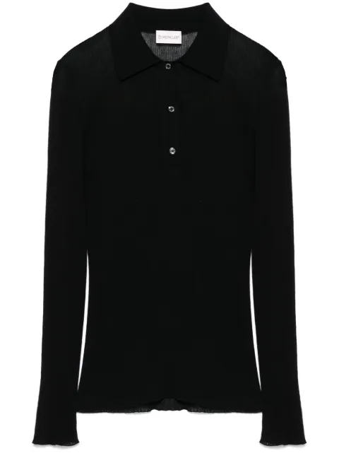 Moncler fine-ribbed polo top