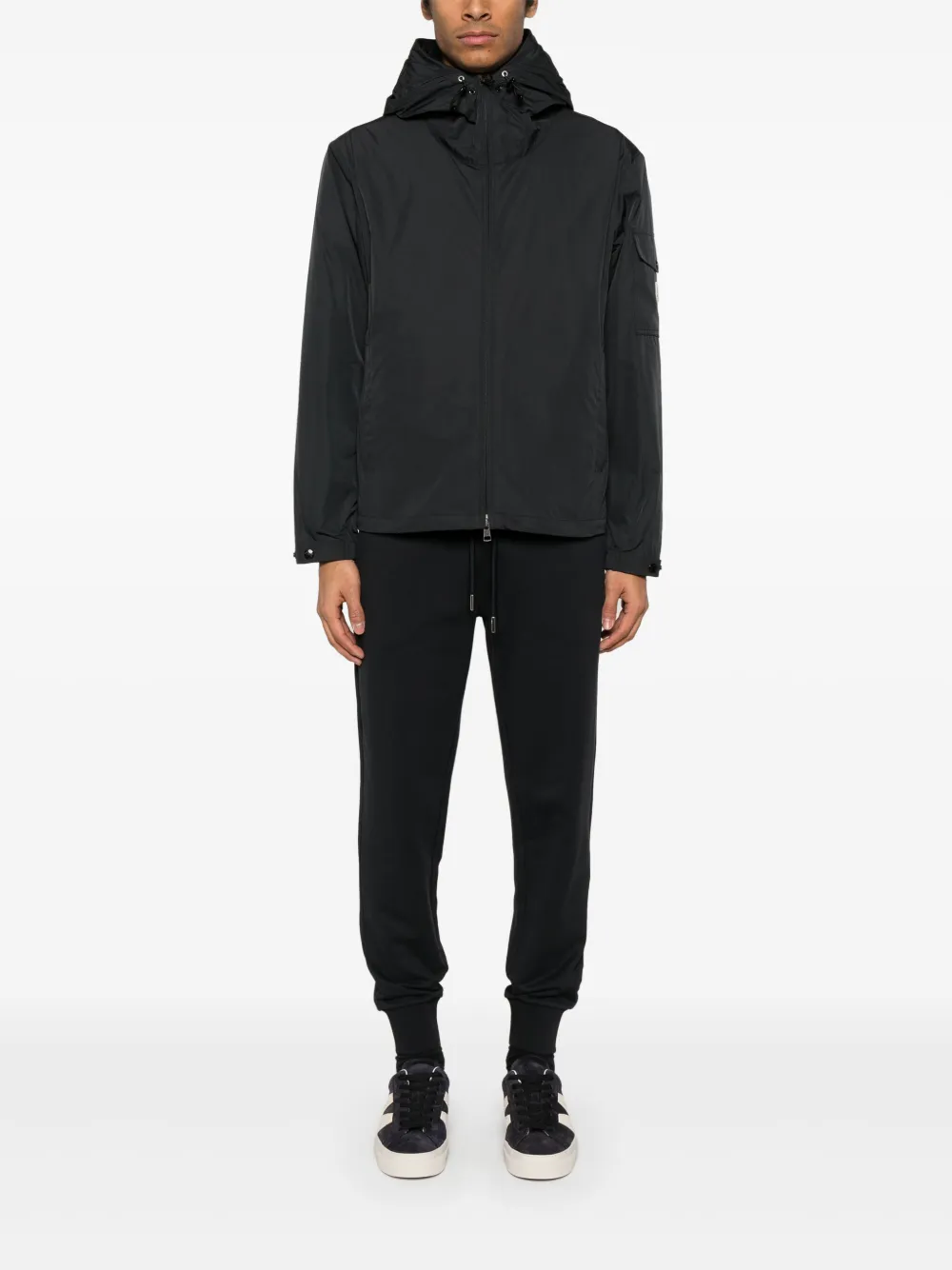 Moncler lens-detail hooded jacket - Zwart