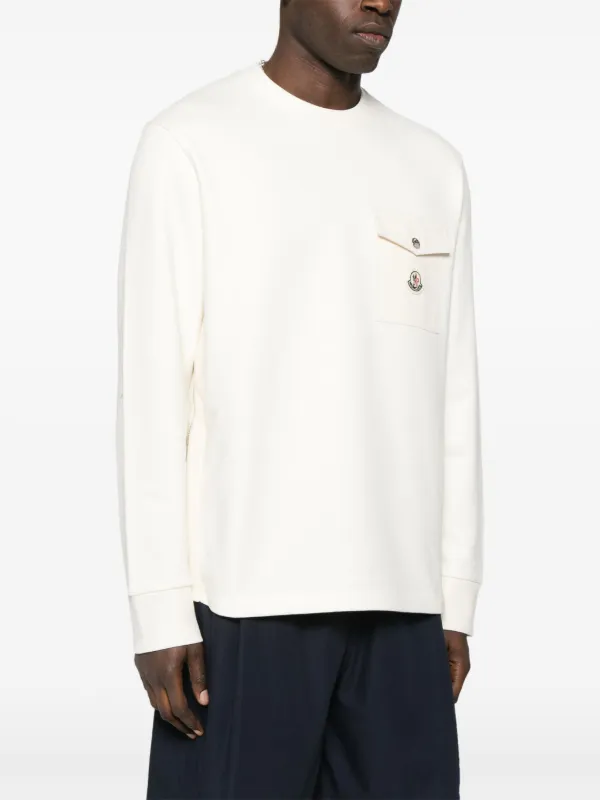 【MONCLER】メンズ★FELPA CON PATCH LOGATO★スウェットシャツ Moncler logo-patch Sweatshirt | Neutrals | FARFETCH