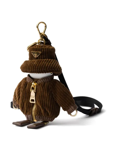 Prada corduroy charm keychain