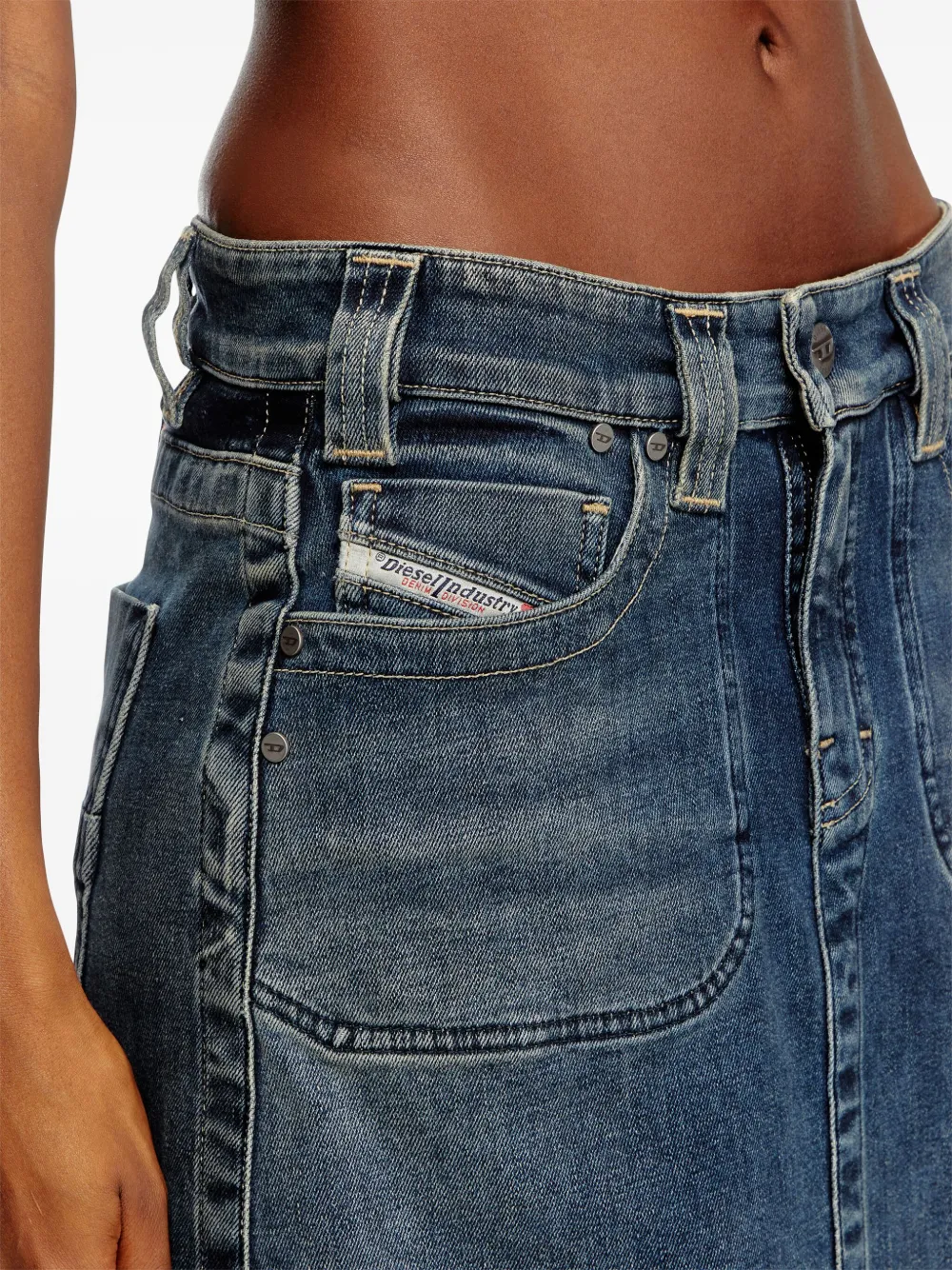 Diesel De-Pago-Mid-Re midi-rok Blauw