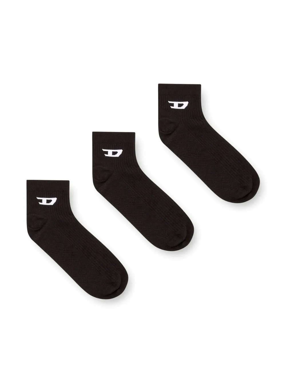 Diesel Logo Ankle Socks (set Of Three) In Black