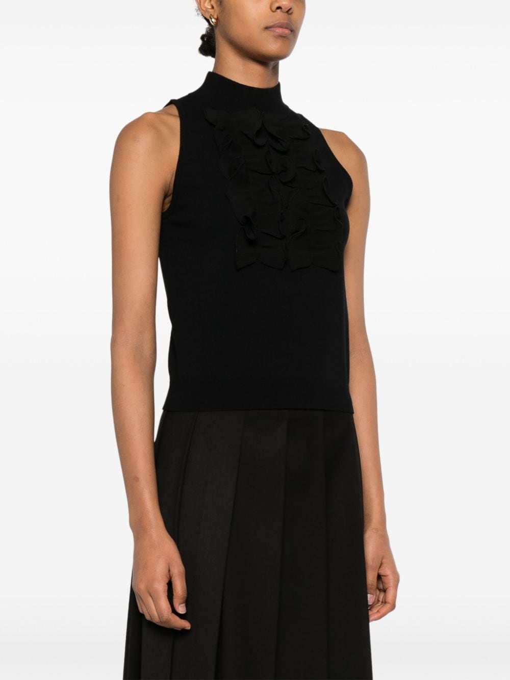 Shop Liu •jo Ruched Knit Tank Top In Black