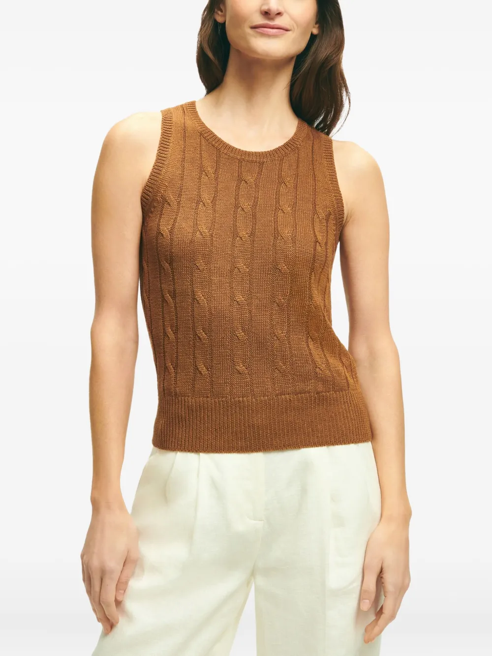 Brooks Brothers cable-knit sleeveless top - Marrone