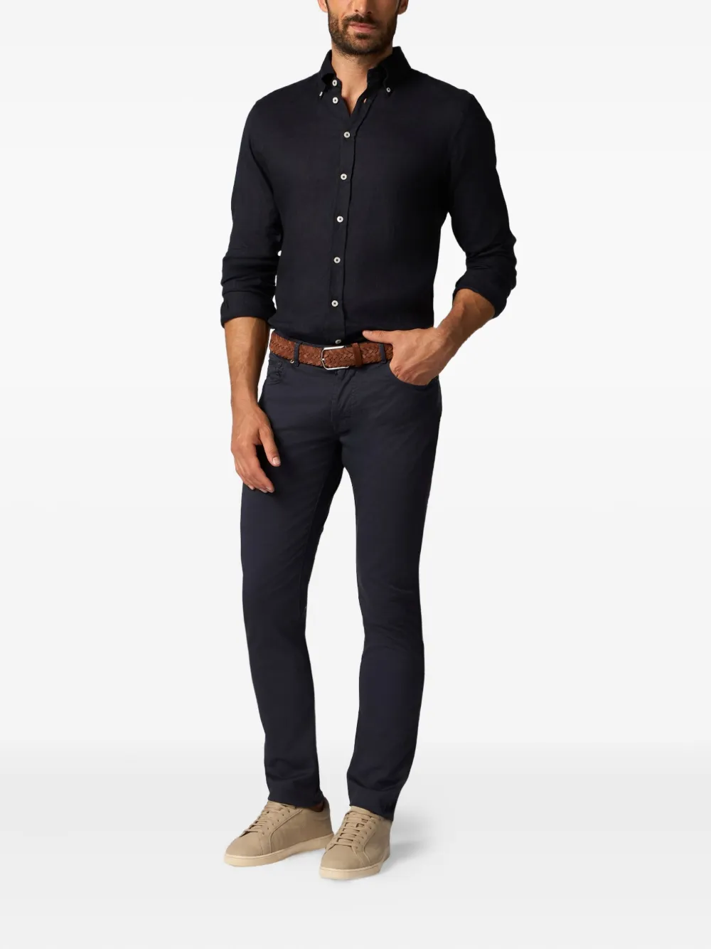 Brooks Brothers Linnen overhemd - Zwart