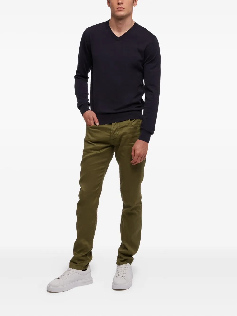 Brooks Brothers Trui met V-hals - Blauw