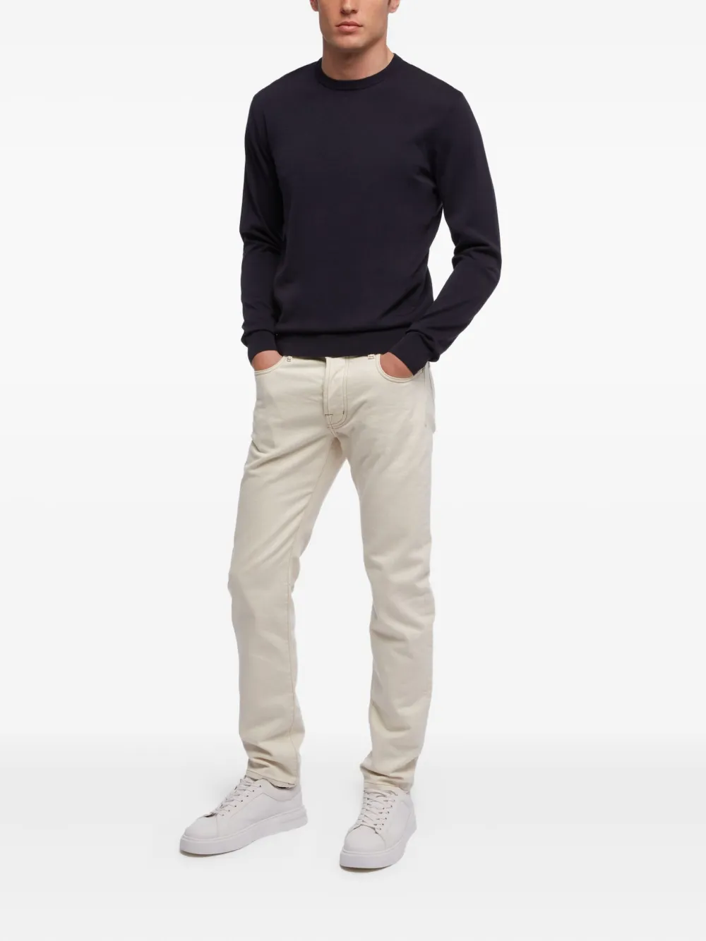 Brooks Brothers Trui met ronde hals van merinowol - Blauw