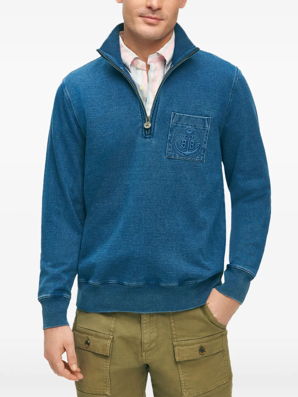 Brooks Brothers quarter-zip chest-pocket sweatshirt - Blu