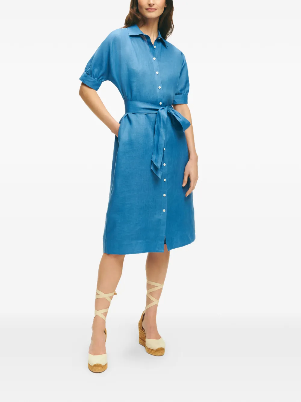 Brooks Brothers Geknöpftes Kleid mit Gürtel - Blau