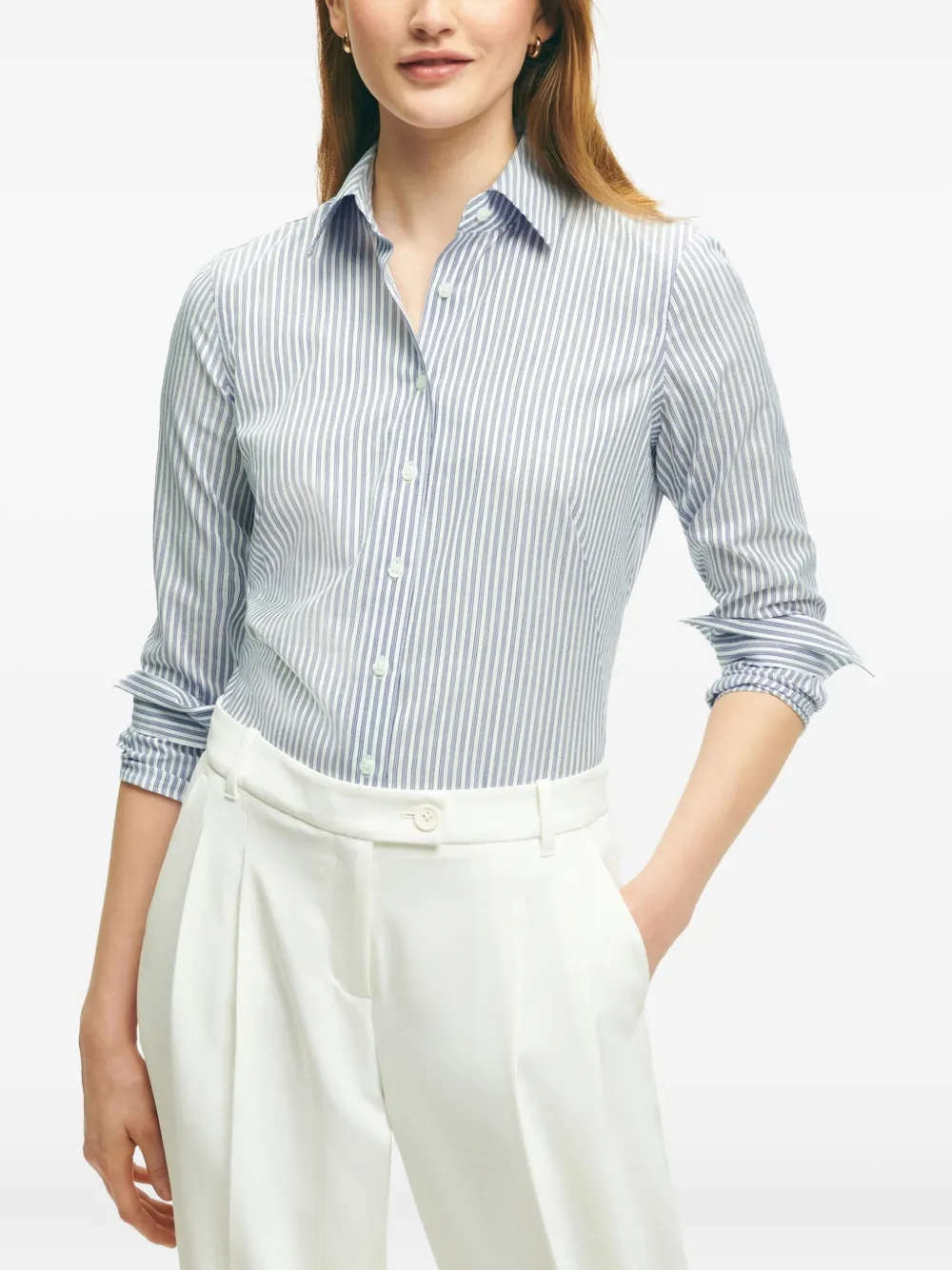 Brooks Brothers pinstripe long-sleeve shirt Blauw
