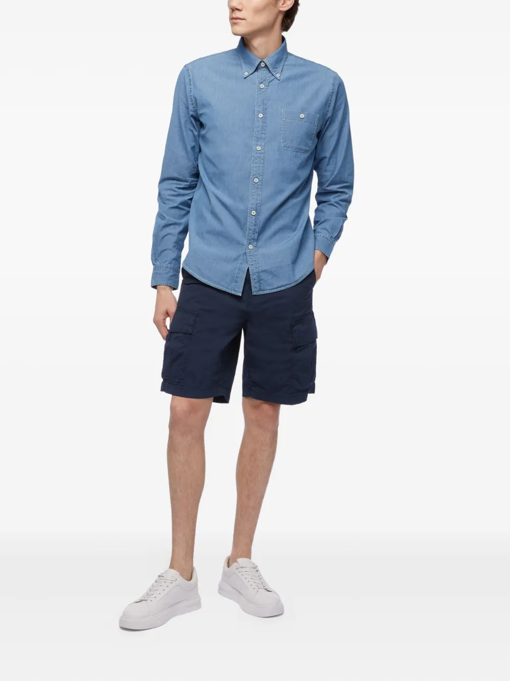 Brooks Brothers Shorts met cargo zak - Blauw
