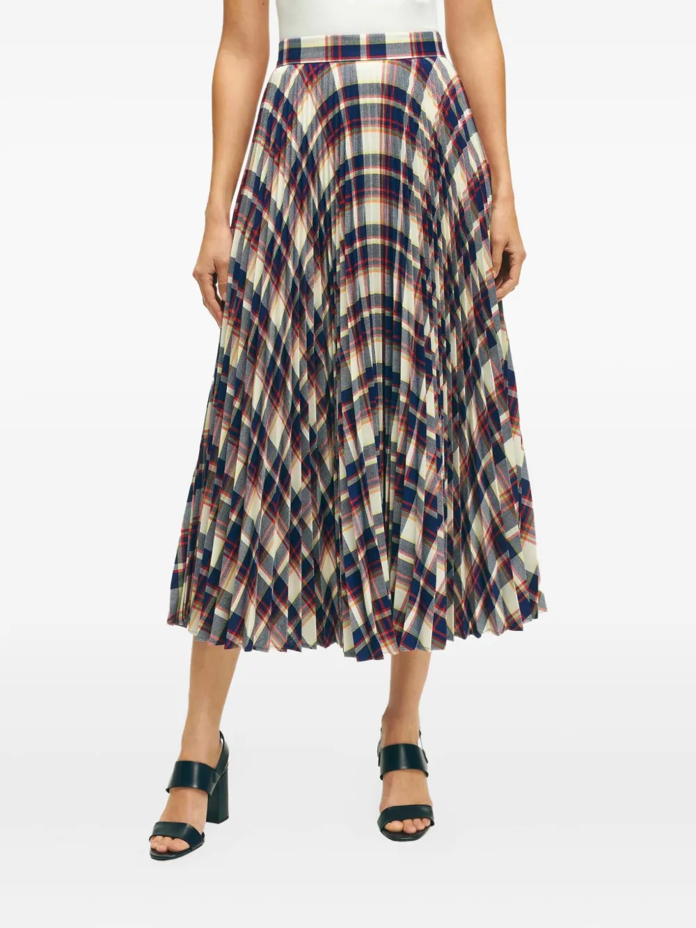 Brooks Brothers pleated plaid-pattern midi skirt | Blue | Image 1
