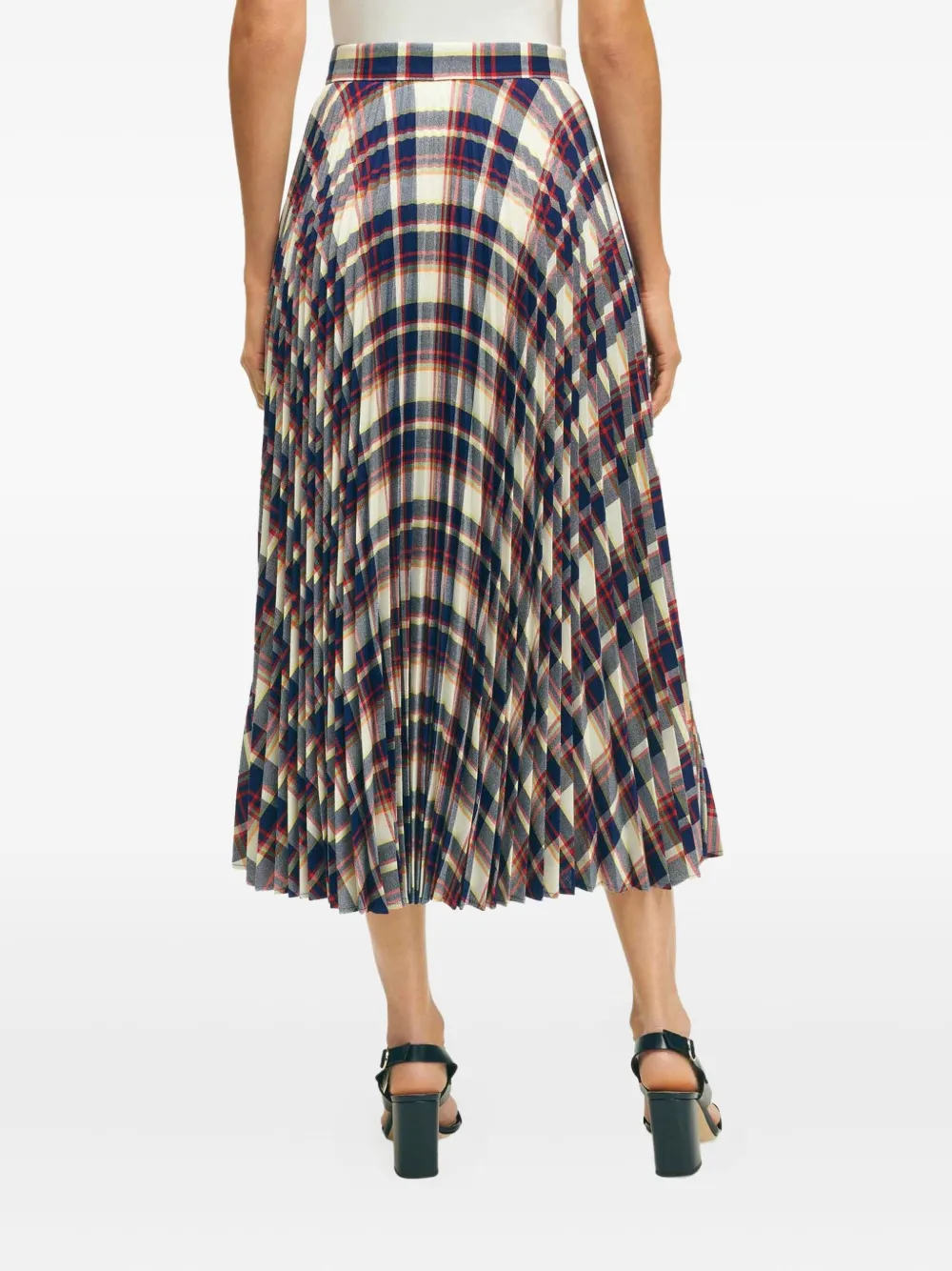 Brooks Brothers Geplooide geruite midi-rok - Blauw