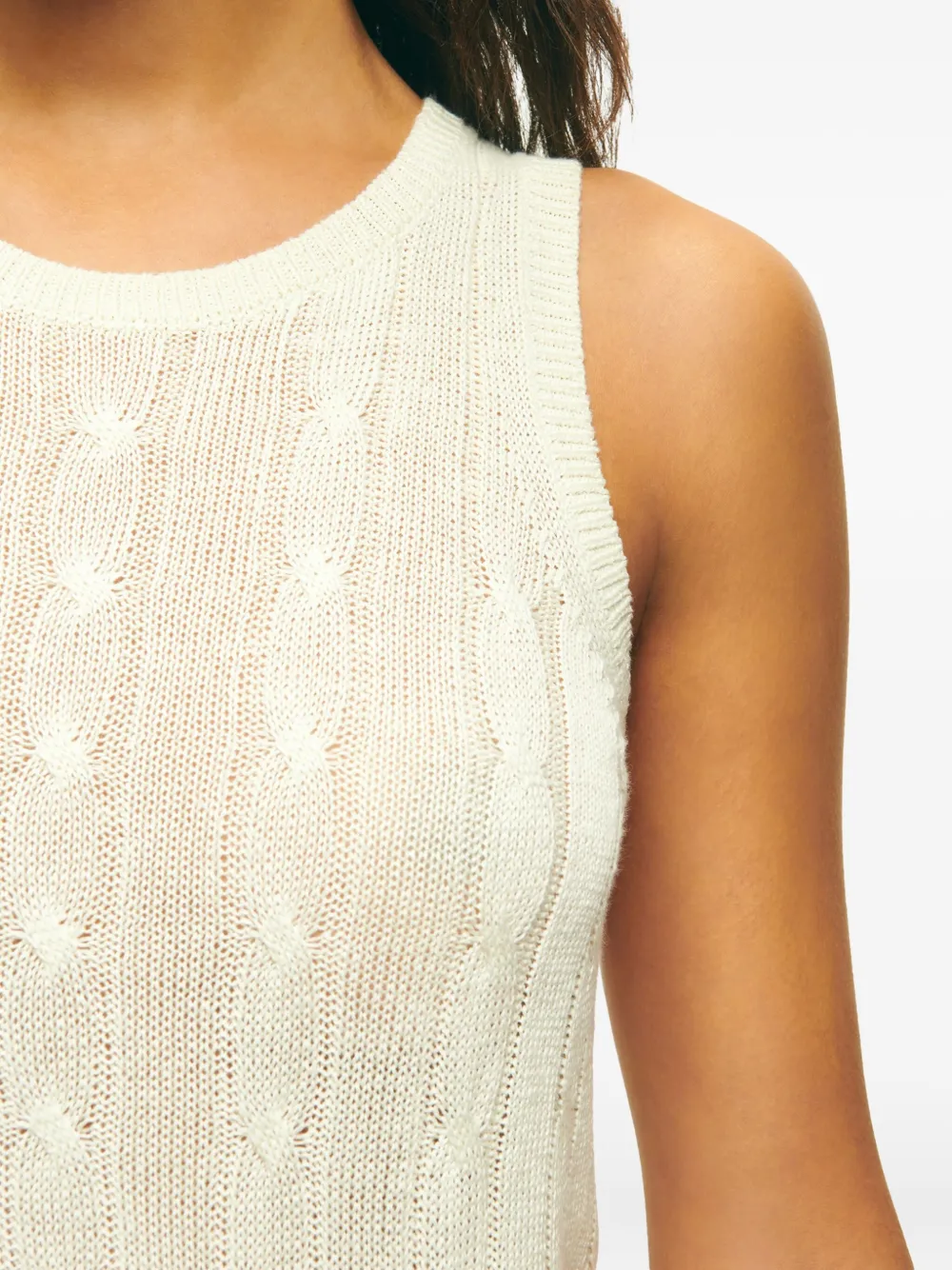  Brooks Brothers Cable-knit Sleeveless Top - Neutrals 