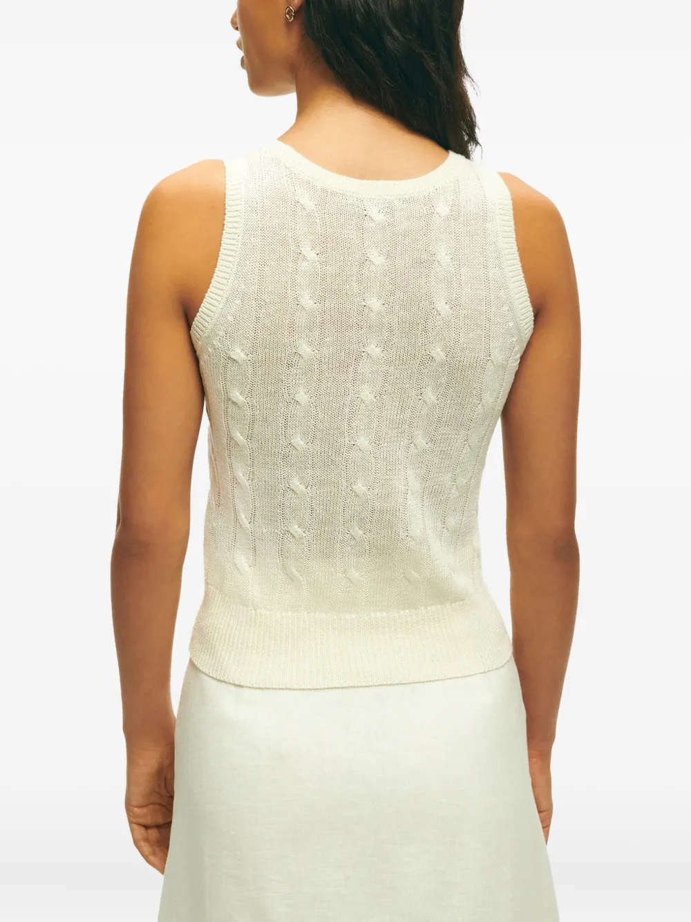  Brooks Brothers Cable-knit Sleeveless Top - Neutrals 